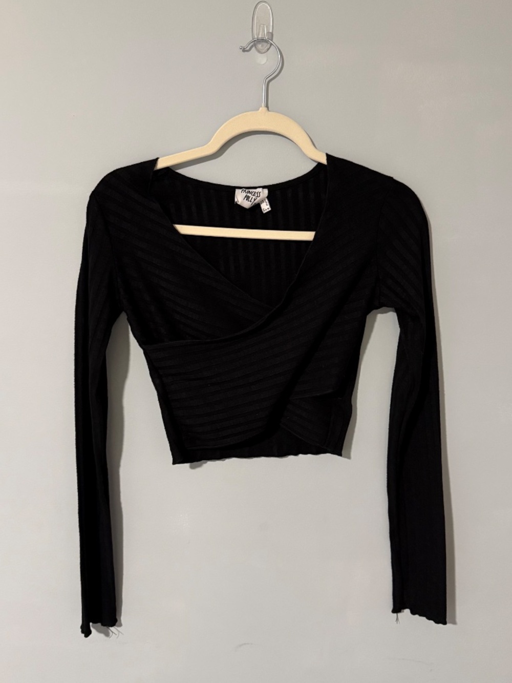Black Princess Polly Wrap Abigail Crop Top - Picture 3 of 6